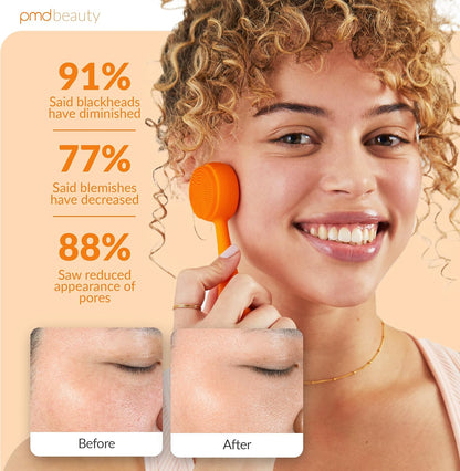 PMD Clean Mini - Smart Facial Cleansing Device with Silicone Brush & Anti-Aging Massager - Waterproof - SonicGlow Vibration Technology - Clear Pores and Blackheads - Lift, Firm, and Tone Skin