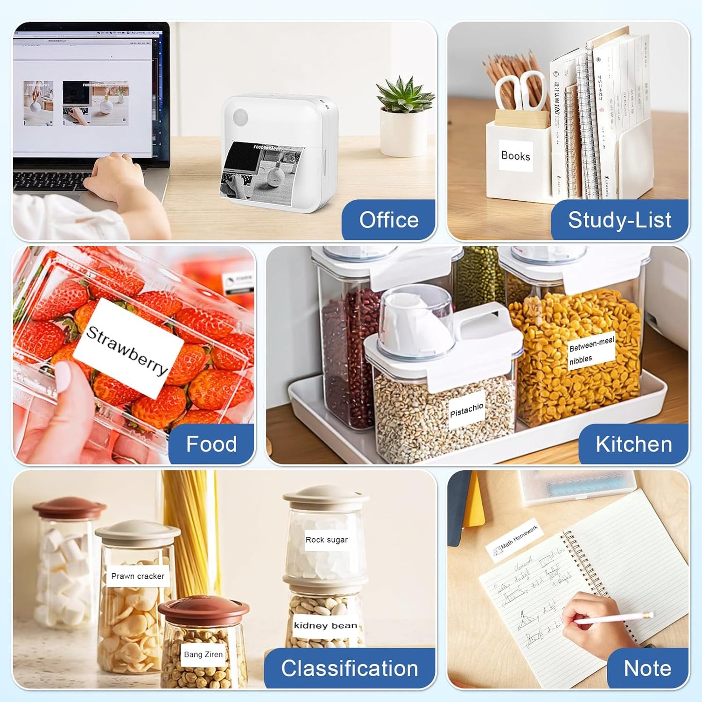 Label Maker Machine with Tape - Thermal Label Printer Bluetooth Label Maker Machine, Mini Printer Sticker Maker for Home, Kitchen, School, Office Organization with 2 Rolls Paper (Green)