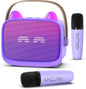 Portable Mini Karaoke Machine for Kids and Families – Bluetooth Speaker with 2 Wireless Microphones, LED Light Show, Voice Changer, Echo Effects, Battery-Powered, Home, Travel, and Party Entertainment - PuriLite