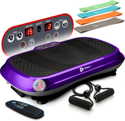 Lifepro Waver Vibration Plate Exercise Machine – Whole Body Oscillation Platform w/ 99 Speed Levels & 9 Programs – Remote Control, Loop & Resistance Bands for Full Body Home Gym Workout