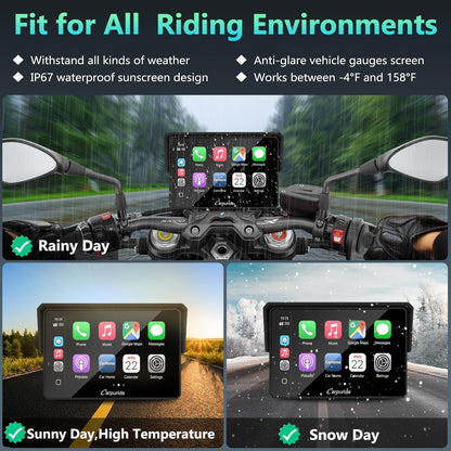 2025 CARPURIDE W702BS PRO for BMW Motorcycle CarPlay & Android Auto Dual Bluetooth, 7" Waterproof GPS Navigation Screen, Data Reading,Native Wonder, TPMS, Light Sensor, Music Sharing, Intercom, 16-Pin