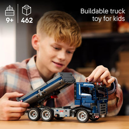 Tipping Dump Truck Building Toy | Construction Truck Model Kit | Engineering Vehicle Playset | Interlocking Building Blocks | Kids Construction Toy - PuriLite