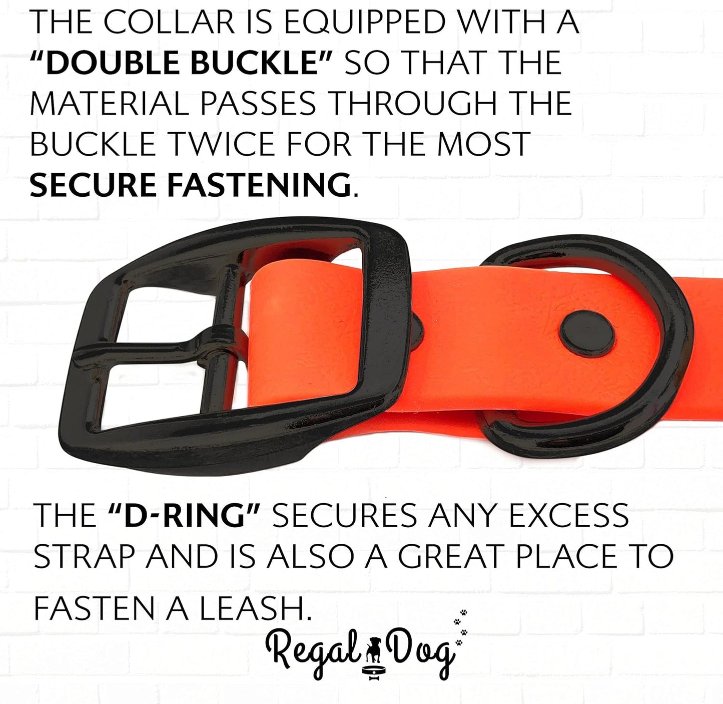 Regal Dog Products Large Pink Waterproof Hunting Dog Collar with Heavy Duty Black Hardware Buckle & D Ring | Custom Fit Vinyl-Coated Webbing Water Resistant Collar for Small, Medium & Large Dogs