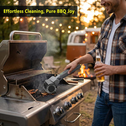 Electric Grill Brush 3-in-1 Kit – Cordless BBQ Cleaner with Reinforced Safe Metal Bristles – 2 Hours Runtime, Waterproof & Dishwasher Safe Removable Brushes for Deep Cleaning (Light Gray)