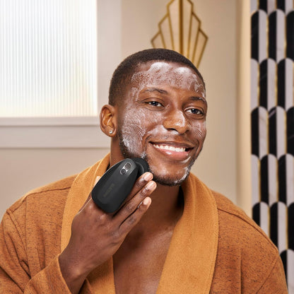 MANSCAPED® The Face Buffer PRO - Men's Electric Silicone Face Scrubber for Nourishing, Deep Cleaning & Exfoliating Your Skin, 3 Facial Cleansing Modes & 2 Sonic Vibration Speeds, Travel Lock