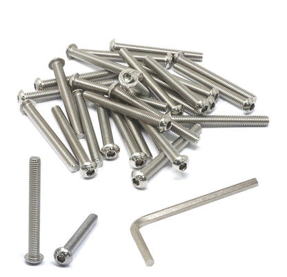 iexcell 50 Pcs M6 x 20mm Thread Pitch 1 mm Stainless Steel 304 Hex Socket Button Head Cap Screws Bolts Kit