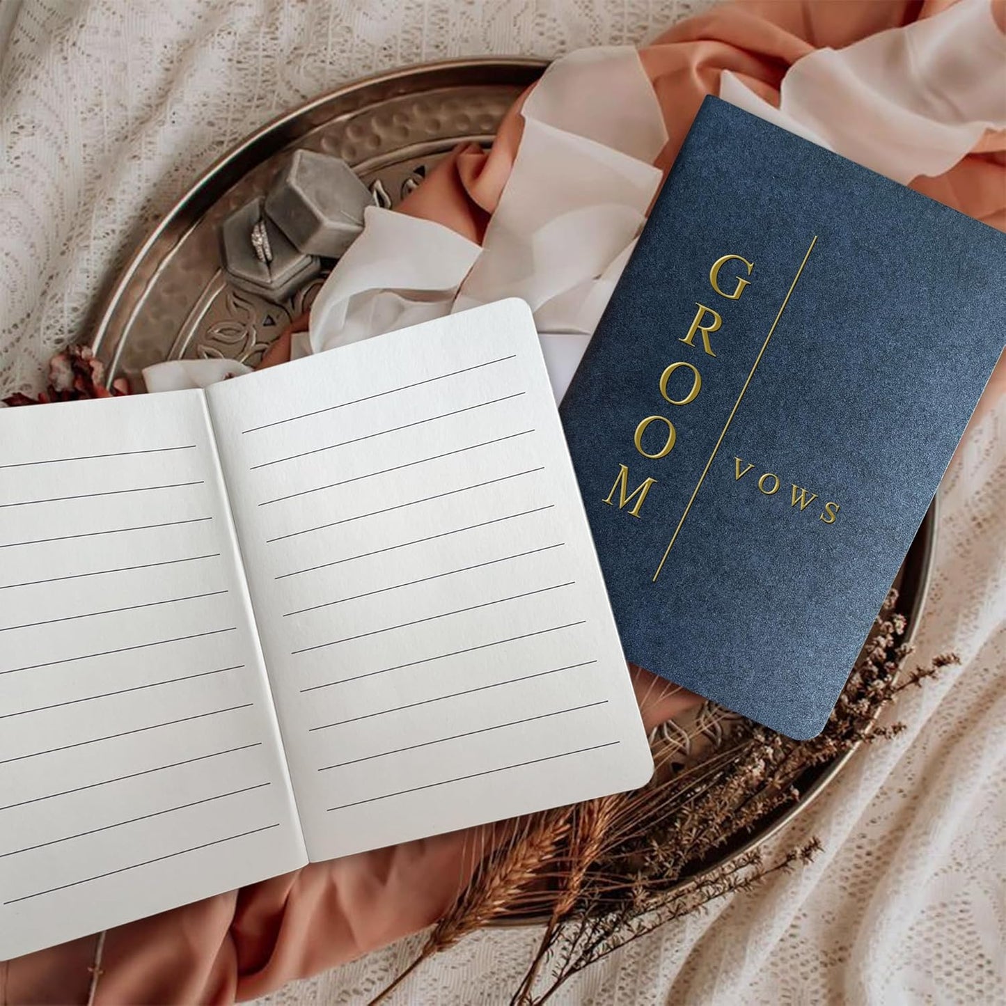 WeddingGiftsWedding Vow Books His and Hers Soft Touch Gold Foil Engraving Vow Books Wedding Essentials Wedding Accessories(TR-HH-Black)