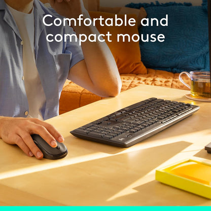 Logitech MK270 Wireless Keyboard and Mouse Combo for Windows, 2.4 GHz Wireless, Compact Mouse, 8 Multimedia and Shortcut Keys, 2-Year Battery Life, for PC, Laptop - Rose