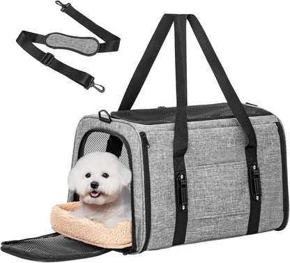 Petsfit Pet Carrier Airline Approved, Soft-Sided Cat Carrier with Patented Car Buckle, Lightweight and Collapsible with Adjustable Shoulder Strap, Soft Cushion,Green