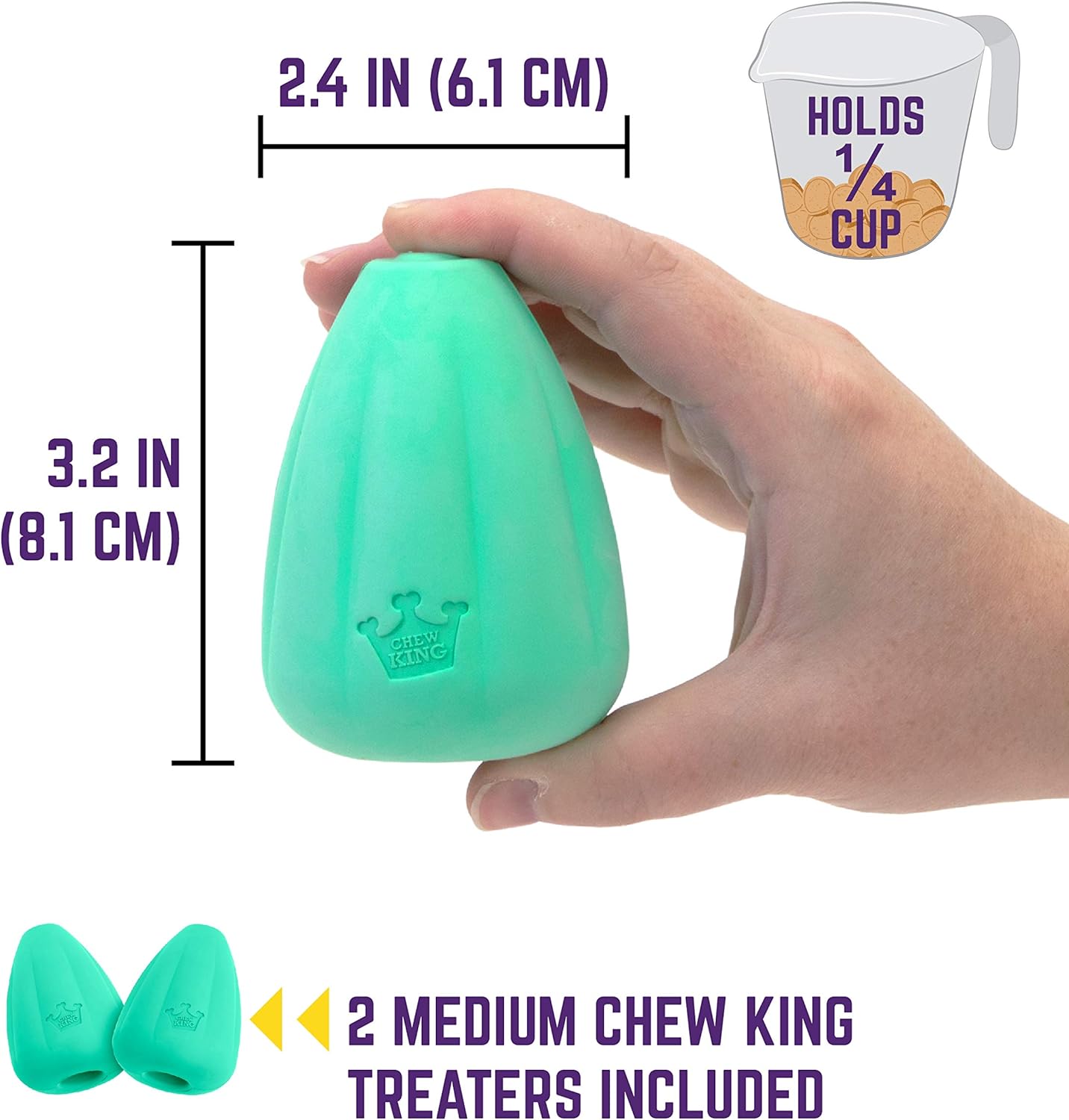Chew King Premium Treat Dog Toy, L, Extremely Durable Natural Rubber Toy, Pack of 2