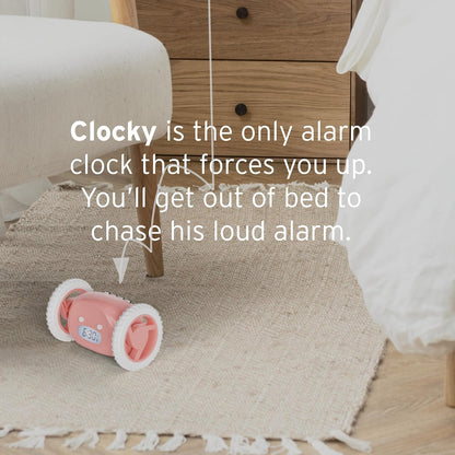 CLOCKY Extra Super Loud Alarm Clock for Heavy Sleepers Adults Kids Teens Bedroom, Move Jump Roll Run Away Easy to Set Smart Digital Alarm Clock Funny Gag Gift (Chrome)