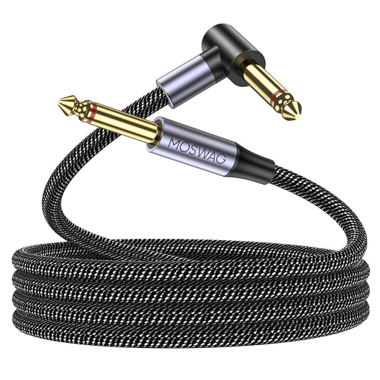 MOSWAG Guitar Cable 10 Ft, 1/4 Inch Right Angle Instrument Cable, Electric Guitar Cord, 1/4 Inch TS Electric Guitar Amp Cord Compatible Bass Guitar, Electric, Bass, Amplifier