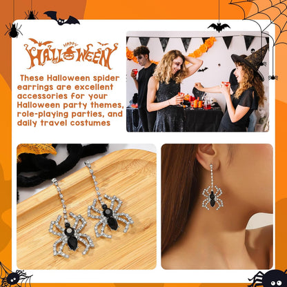 Spider Dangle Earrings for Women, Halloween Gothic Horror Jewelry, Spider Web Drop Earrings for Costume Party, Cosplay, Witch, Vampire Accessories