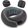 Memory Foam Travel Neck Pillow for Airplane & Car（Soft Grey）
