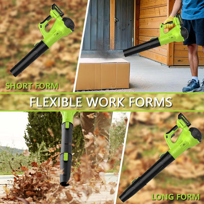 GREENER 21V Leaf Blower Cordless - 460CFM/145MPH Turbo Mode Electric Leaf Blower with 2 X 4.0Ah Battery and Fast Charger Included, Blowing Leaves and Dust, Patio Cleaning