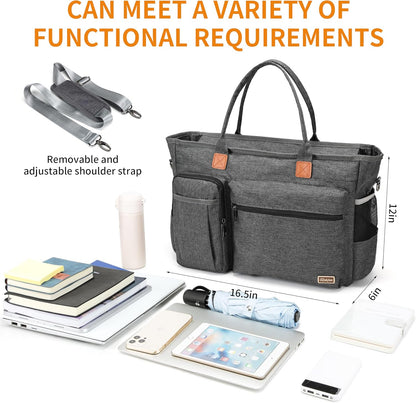 Laptop Tote Bag, Middle Size Computer Messenger Teacher Bag with 15.6'' Padded Laptop Sleeve - PuriLite