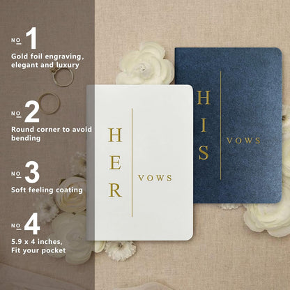 WeddingGiftsWedding Vow Books His and Hers Soft Touch Gold Foil Engraving Vow Books Wedding Essentials Wedding Accessories(TR-HH-Black)