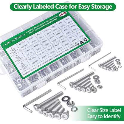 860PCS Metric Screw Assortment Kit, M2 M3 M4 M5 Machine Screws with Lock & Flat Washers, 10.9 Grade Alloy Steel, Metric Hex Button Head Cap Nuts and Bolts Assortment Kit with 4 Wrenches