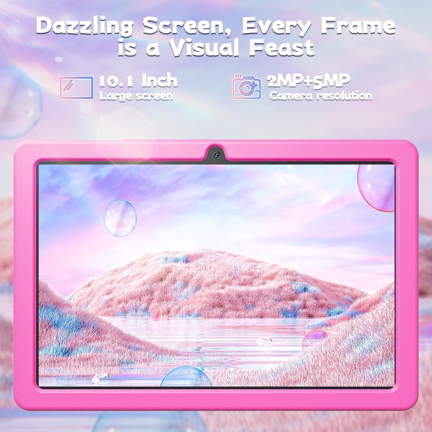 SGIN 10.1 Inch Tablet, 4GB RAM 128GB ROM, Android 13 Tablets, Octa-Core 2.0Ghz Processor, 1280 * 800 IPS Screen, 2MP+8MP Camera, 6000mAh, WiFi, Bluetooth 5.0 (Pink)