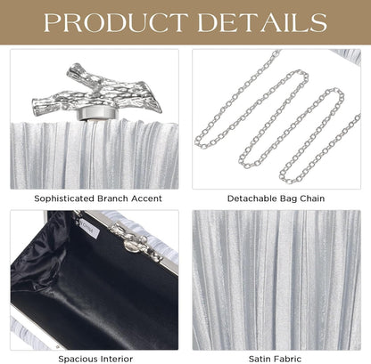 Clutch Purses for Women Evening Bag Pleated Clutch Bag with Chain Party Purses Handbag for Cocktail/Prom/Party/Wedding/Formal