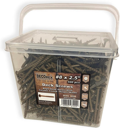#8 x 3" Deck Screws | Square Drive | Bugle Head | Brown Ruspert | 100pcs Box