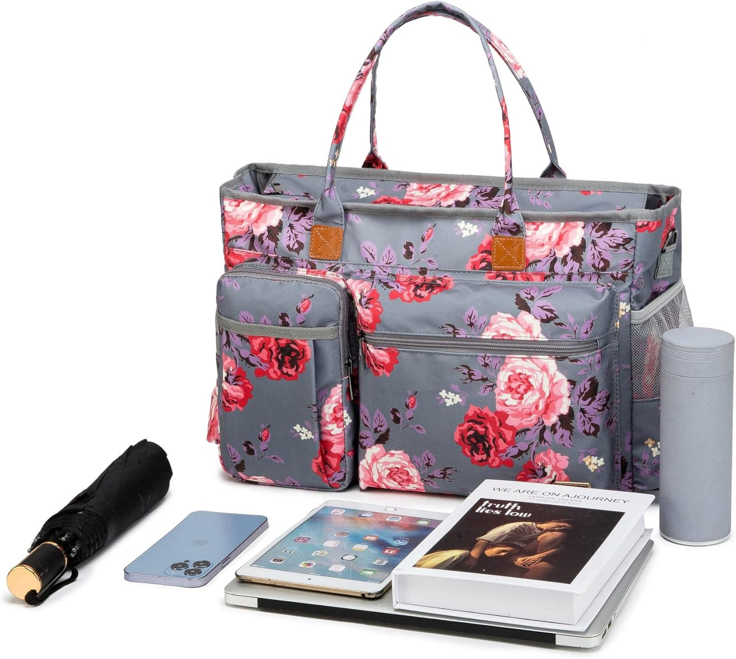 Laptop Tote Bag, Middle Size Computer Messenger Teacher Bag with 15.6'' Padded Laptop Sleeve - PuriLite