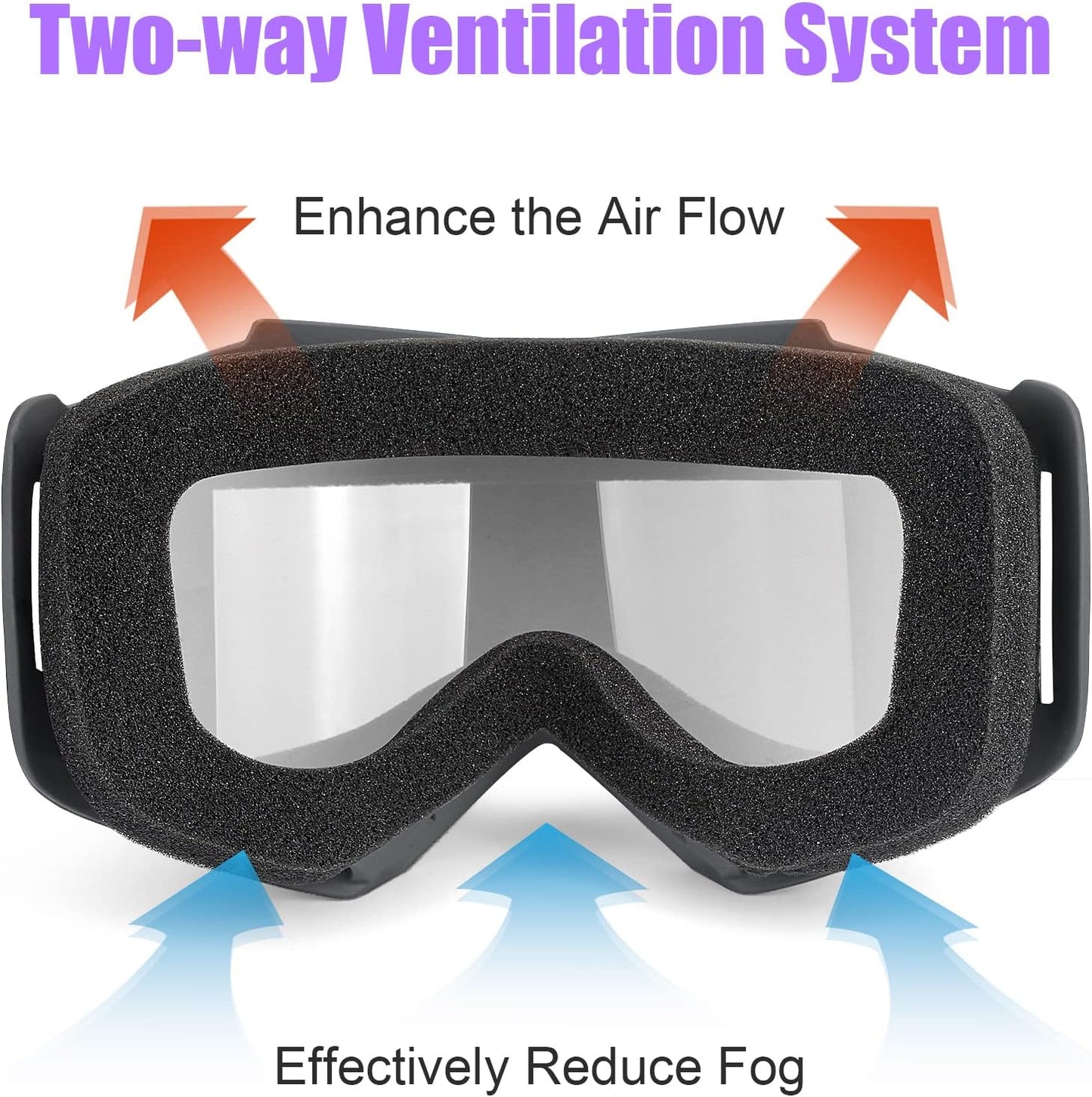 surpassme 2 Dirt Bike Goggles, UV Protection Motocross/MX Goggles Compatible Helmet, Motorcycle Ridding Goggles Fit Glasses for Men/Women