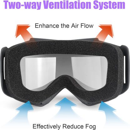 surpassme 2 Dirt Bike Goggles, UV Protection Motocross/MX Goggles Compatible Helmet, Motorcycle Ridding Goggles Fit Glasses for Men/Women