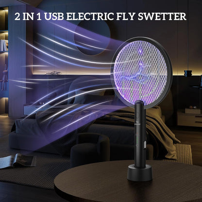 PALONE Bug Zapper Racket, 4000V Electric Fly Swatter, 2 in 1 Electric Zapper with USB Rechargeable, Fly Zapper for Kitchen, Home, Garden