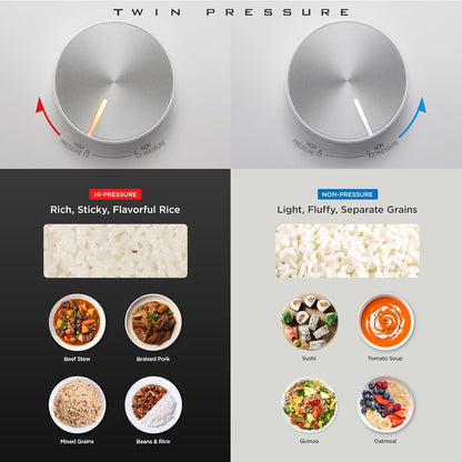CUCKOO CRP-LHTR1009F | rice cooker 10 Cup (Uncooked) Twin Pressure Induction Heating Cooker | 16 Menu Options: High/Non-Pressure Steam & More, Stainless Steel Inner Pot, Made in Korea | White