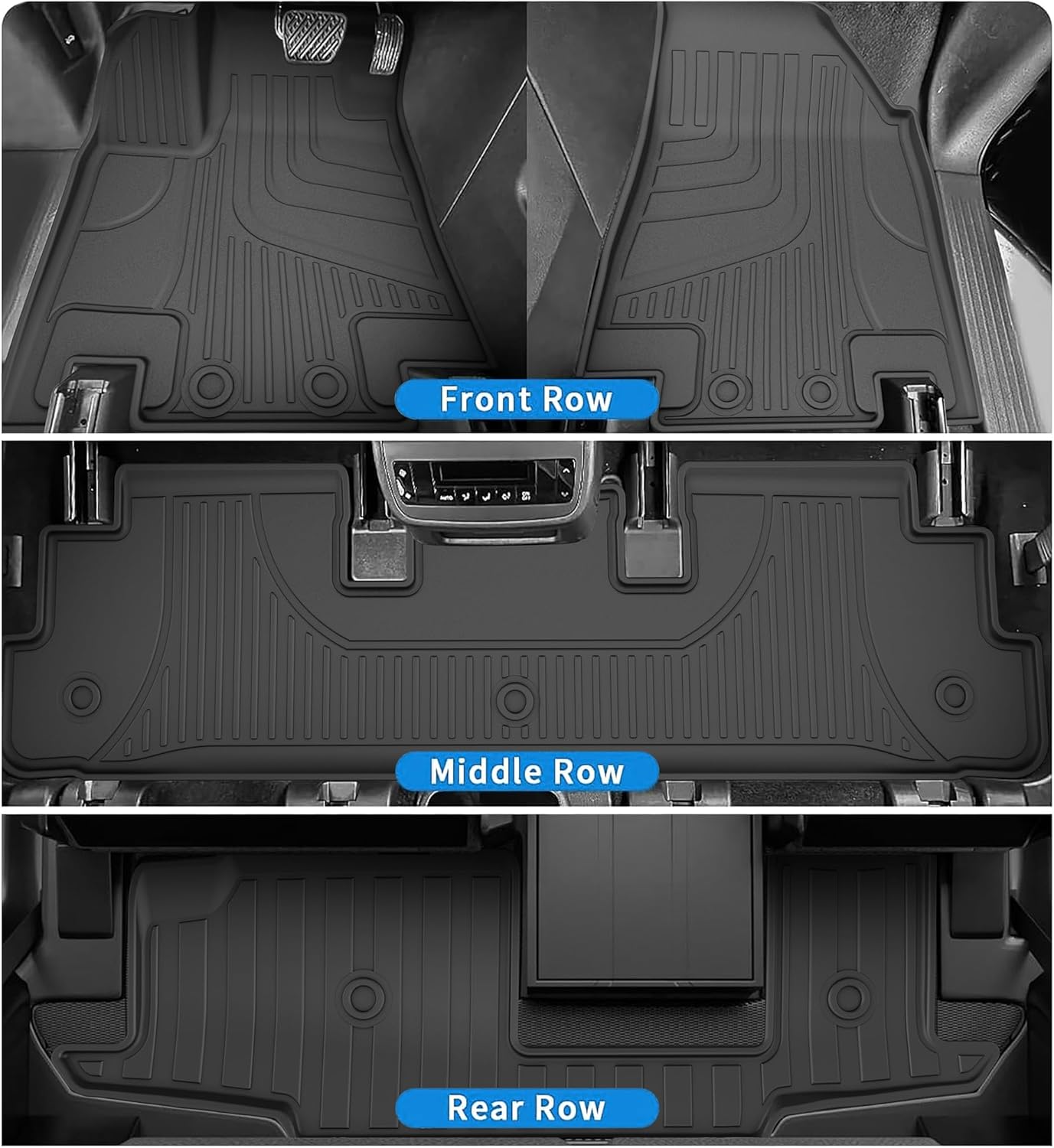 AOMSAZTO Floor Mats & Trunk Mat for 2024 2025 Chevy Equinox EV (Non Fuel),TPE All Weather Protection 2 Rows Car Floor Liners with Cargo Liner for Chevrolet Equinox EV (Non Fuel)