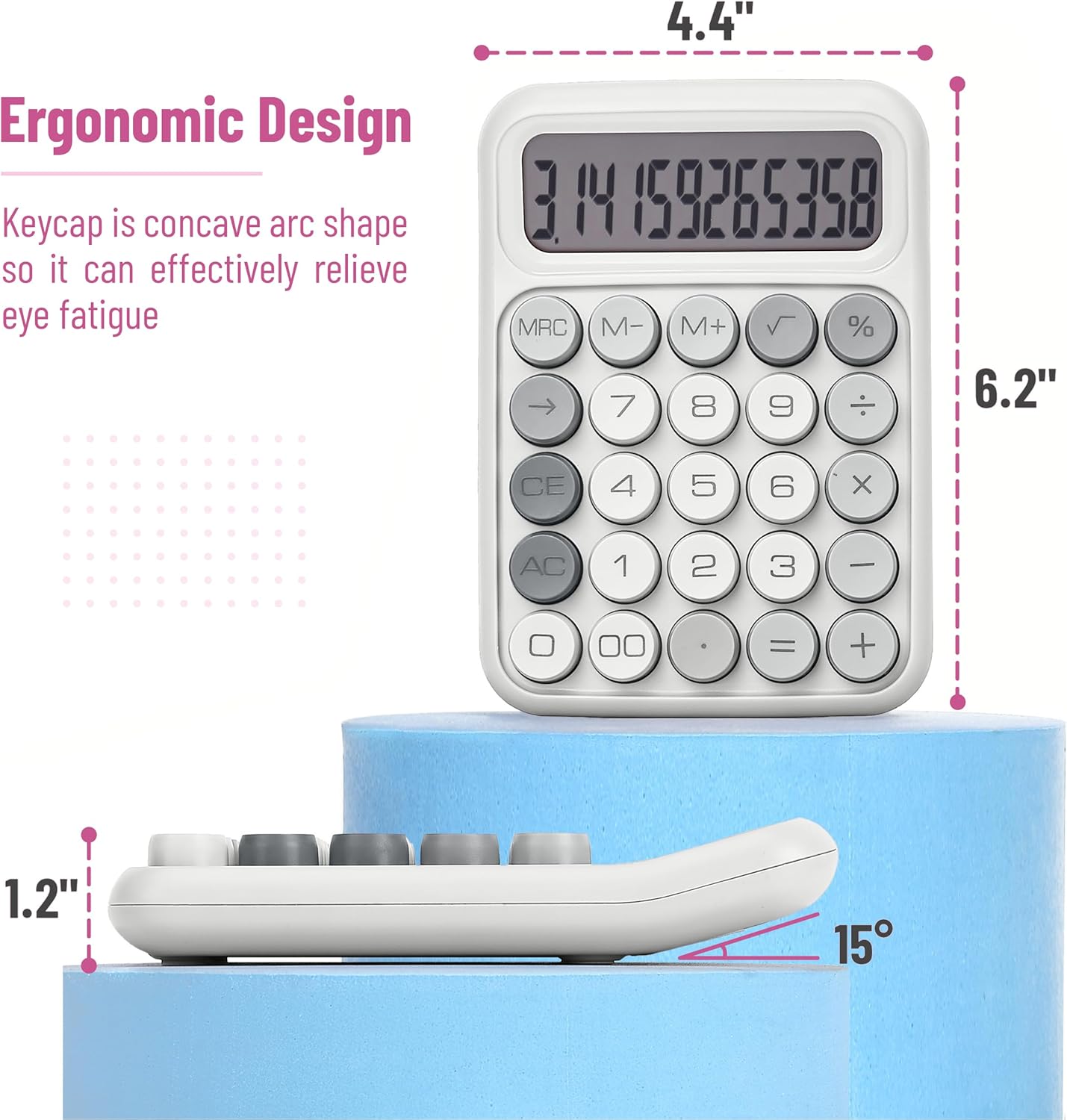 Mr. Pen- Mechanical Switch Calculator, 12 Digits, Large LCD Display, Orange With Big Buttons, Desktop, Cute and Aesthetic Design
