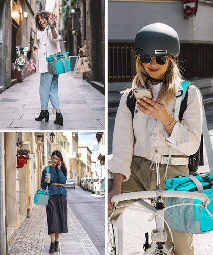 SUNNY BIRD Dual Compartment Lunch Bag Insulated Lunch Box for Women and Men (Green with Boho Strap)