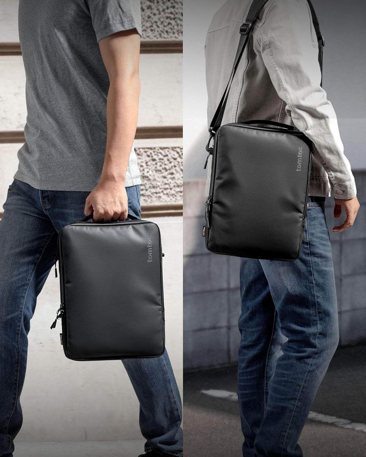 tomtoc 360 Protective Laptop Shoulder Bag for 16-inch MacBook Pro M4/M3/M2/M1 Pro/Max A3403 A3186 A2991 2024-2021, 15-inch MacBook Air 2025-2023, Dell XPS 16/15, Cordura Ballistic Nylon Fabric
