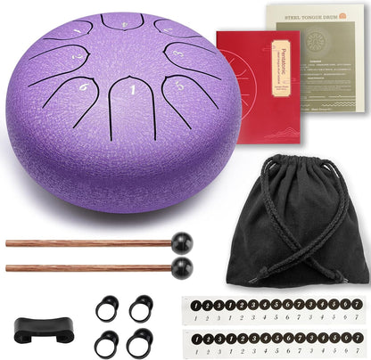 Lronbird Steel Tongue Drum Percussion, 6 Inch 8 Notes Musical Instruments, Music Gifts for Family Friends (Malachite)