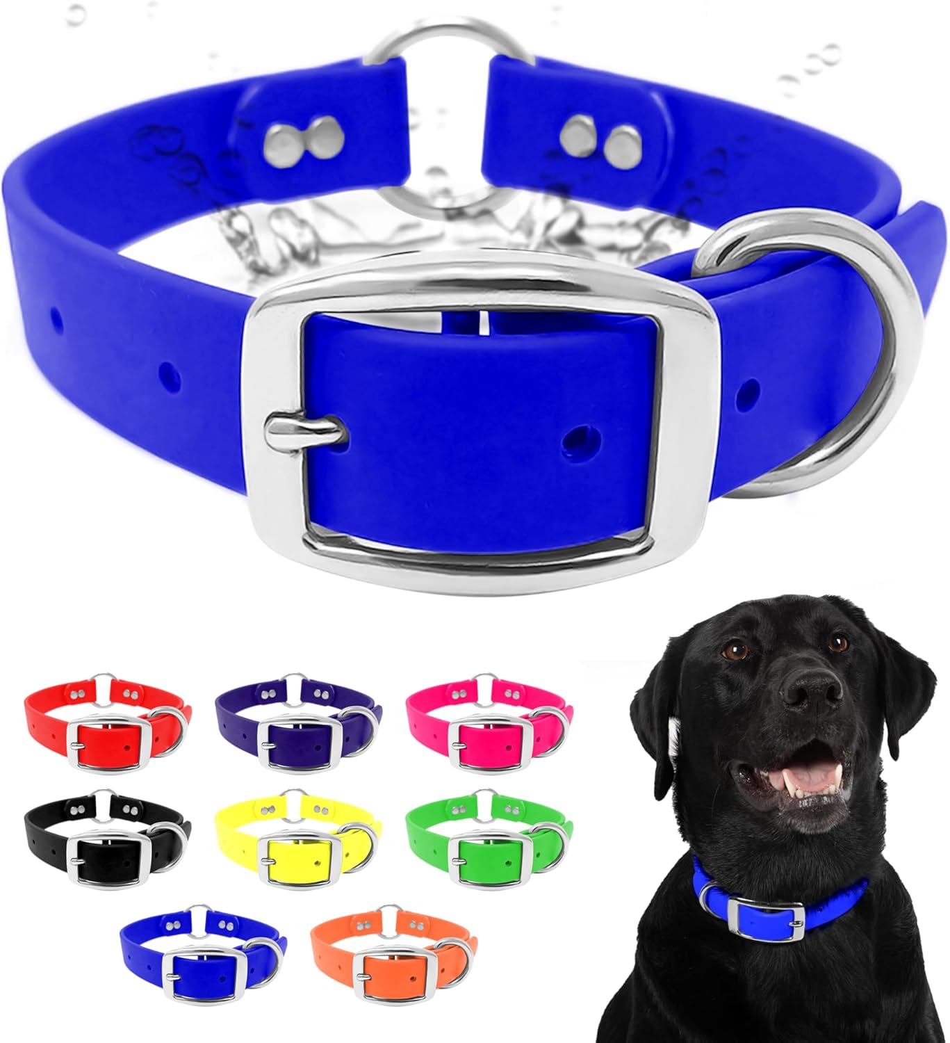 Regal Dog Products Small Orange Waterproof Dog Collar and Leash Set - Vinyl Coated, Biothane Puppy Pet Training Collar with Heavy Duty Center Ring & 5'ft Leash - Other Sizes for Medium & Large Dogs