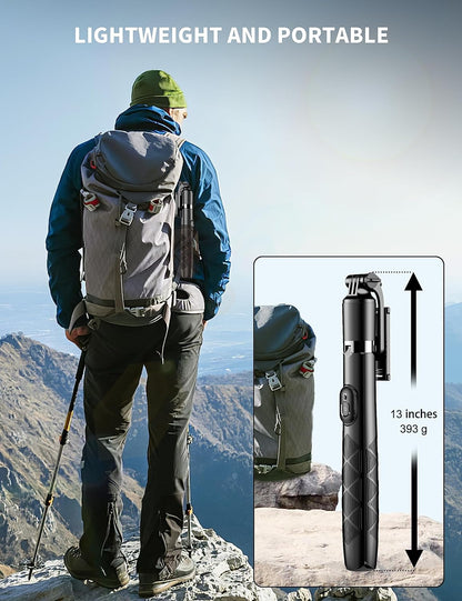 71" Phone Tripod & Selfie Stick, All in One Extendable Cell Phone Tripod with Wireless Remote, Travel Tripods Stand for iPhone 360° Rotation Compatible with iPhone Android Phone, Camera
