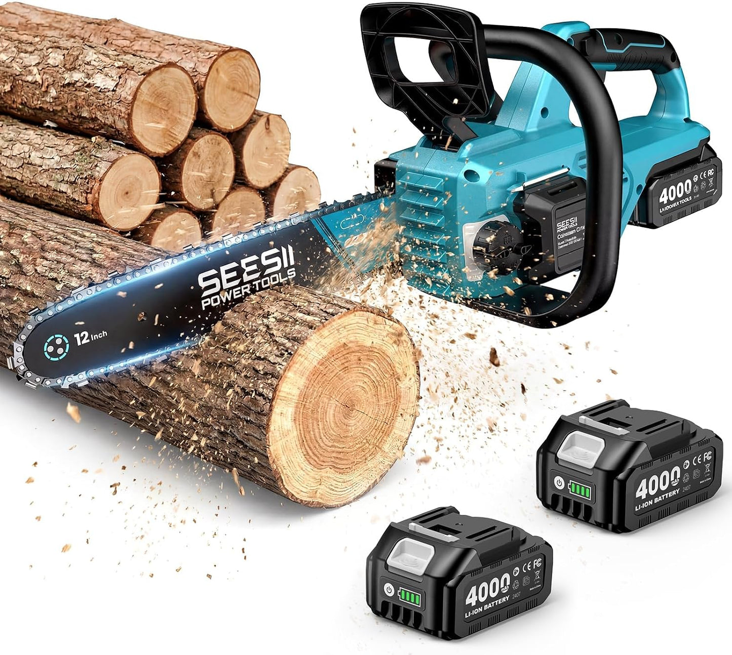 SEESII 6-in-1 Cordless Mini Chainsaw Pole Saw & Hedge Trimmer Combo Kit