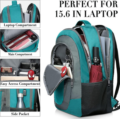 Backpack for Men and Women, School Backpacks for Teen Boys and Girls, Black Water Resistant Back Pack, Business Men Sturdy Computer Bag with USB Charging Port, Gifts