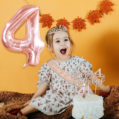 65th Birthday Decorations for Women, Including 65th Birthday Sash and Crown, Cake Topper and Candles, Number Balloons Rose Gold, 65 Year Old Gifts for Women