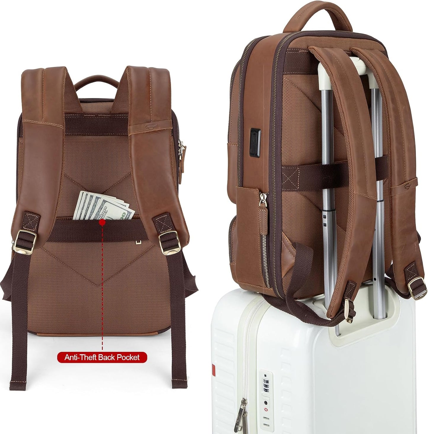 Tzowla Canvas Laptop Backpack Men,Bag for Women,School Travel College Work Rucksack Fits 15.6 Inch Laptop,Bookbag with USB Charging Port,Dark Grey