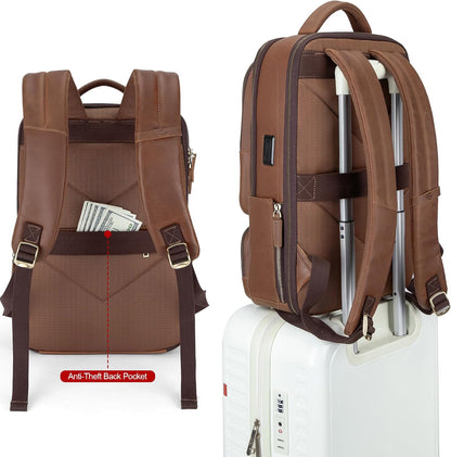 Tzowla Canvas Laptop Backpack Men,Bag for Women,School Travel College Work Rucksack Fits 15.6 Inch Laptop,Bookbag with USB Charging Port,Dark Grey