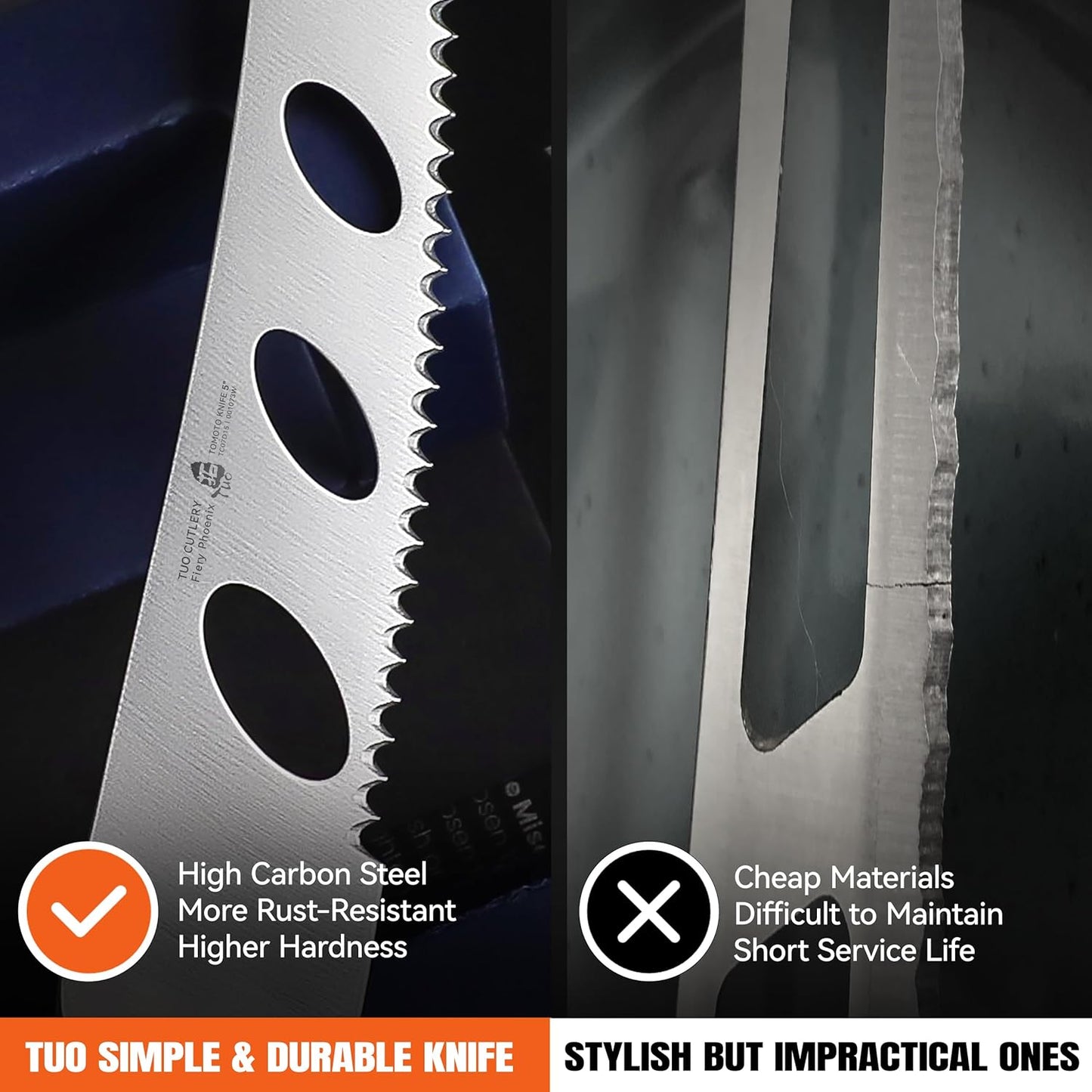TUO Boning Knife - Razor Sharp Fillet Knife - High Carbon German Stainless Steel Kitchen Cutlery - Pakkawood Handle - Luxurious Gift Box Included - 7 inch - Fiery Phoenix Series