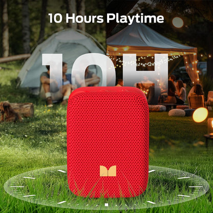Monster Blaster Atom Wearable Bluetooth Speaker with Mics for Hands-Free Calls, IPX5 Waterproof, Compact and Portable Speaker for Workout, Cycling (Red)