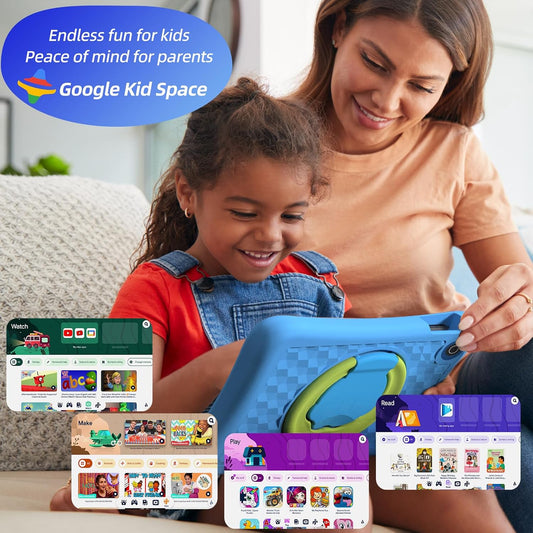2026 Upgraded Kids Tablet, 10 Inch Android 15 Tablet for Kids with 8-Core, 12(4+8) GB RAM 64GB Storage, EVA Shockproof, Kids Space, Parental Control, BT, WiFi, Plimpton Kids20 (Blue)
