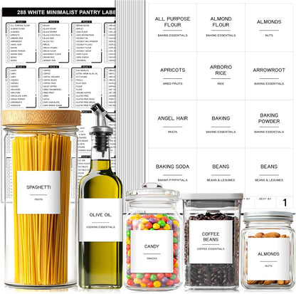 201 Spice Jar Labels - Preprinted Minimalist Waterproof Stickers for Kitchen Jars, Herb & Seasoning Labels for Pantry Organization