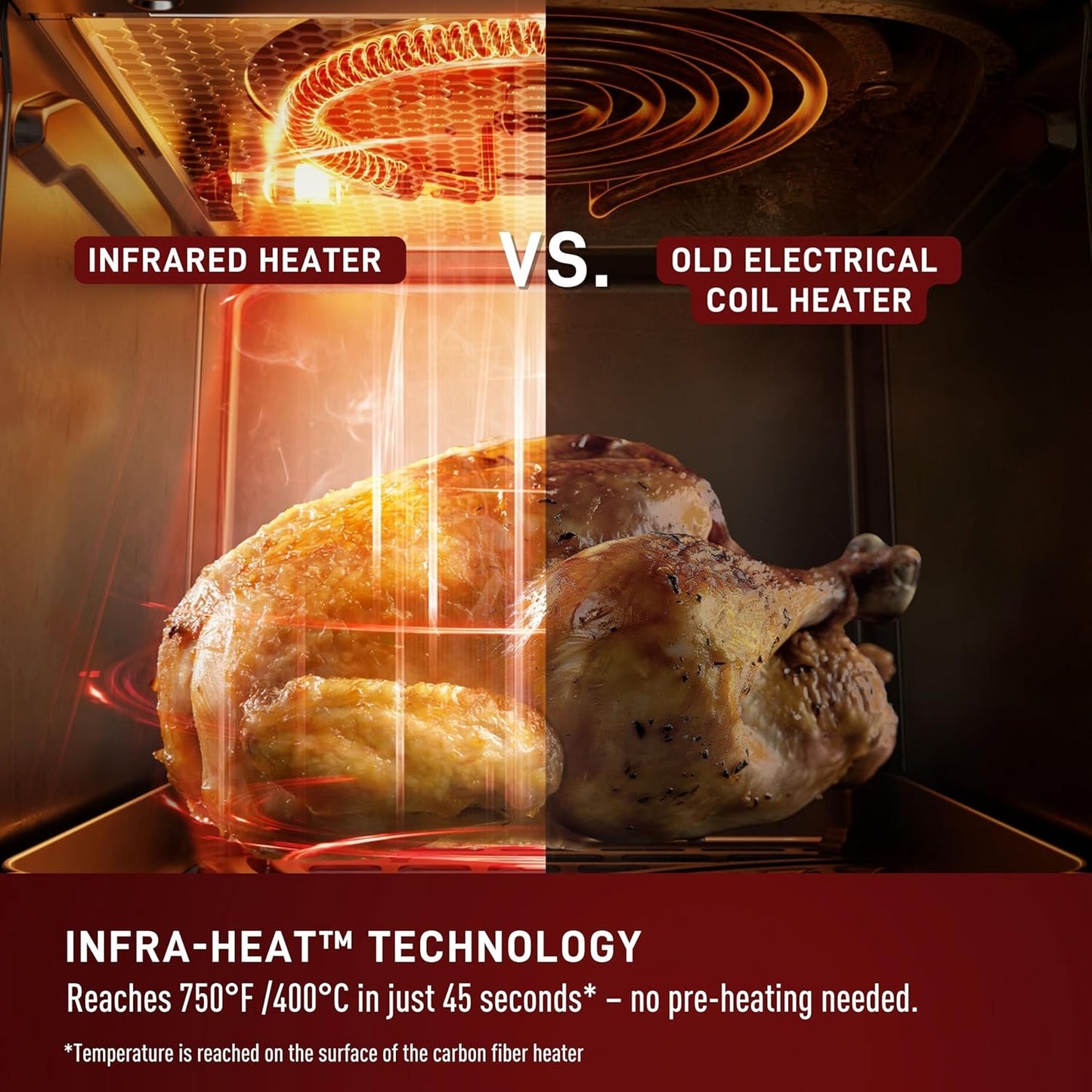 T-fal Infrared 2.0 Air Fryer, 8-in-1, Extra Large 7L / 7.3Qt., Infra-Heat Technology, Dual heating design, No pre-heating, Faster, Juicier and Crispier, Black
