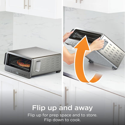 8-in-1 Flip Toaster Oven & Air Fryer | Stainless Steel Countertop Convection Oven