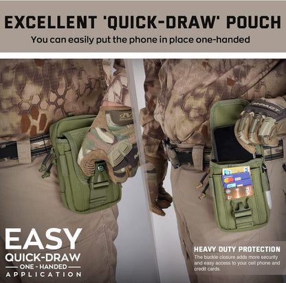 WYNEX Tactical Compass Phone Pouch, Large Molle Smartphone Holster Case Double Capacity Small Utility EDC Pouch with Compass Buckle and Carabiner