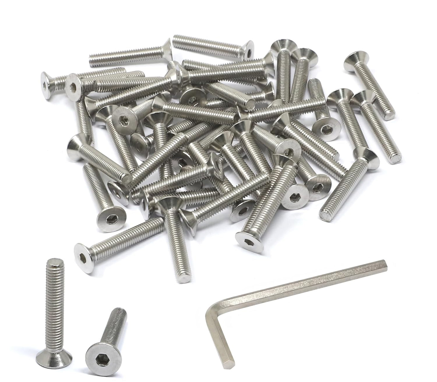 iexcell 5 Pcs M8 x 80mm Thread Pitch 1.25 mm Stainless Steel 304 Hex Socket Flat Head Cap Screws Bolts Kit